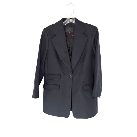 Banana Republie Lido Sculpted Italian Wool Blazer Black Luxury Classy Size 8 - Picture 2 of 12